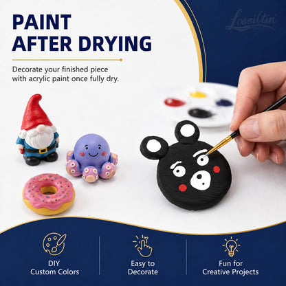 SKY-TOUCH Air Dry Modeling Clay, White 500g, No-Bake Air Hardening Clay, Soft Smooth Easy to Shape, Paintable Craft Clay for Sculpting, Figurines, DIY Art & School Projects