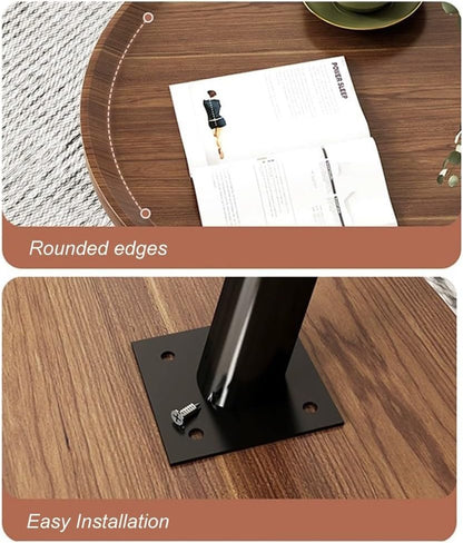 SKY-TOUCH Wooden Coffee Table Set – Modern Style Side Tables; Features Spacious Tabletops And Non-slip Tray Designs, With Steel Frames And Wooden Structures 50 x 50 x 47.5 cm & 80 x 55 x 38 cm