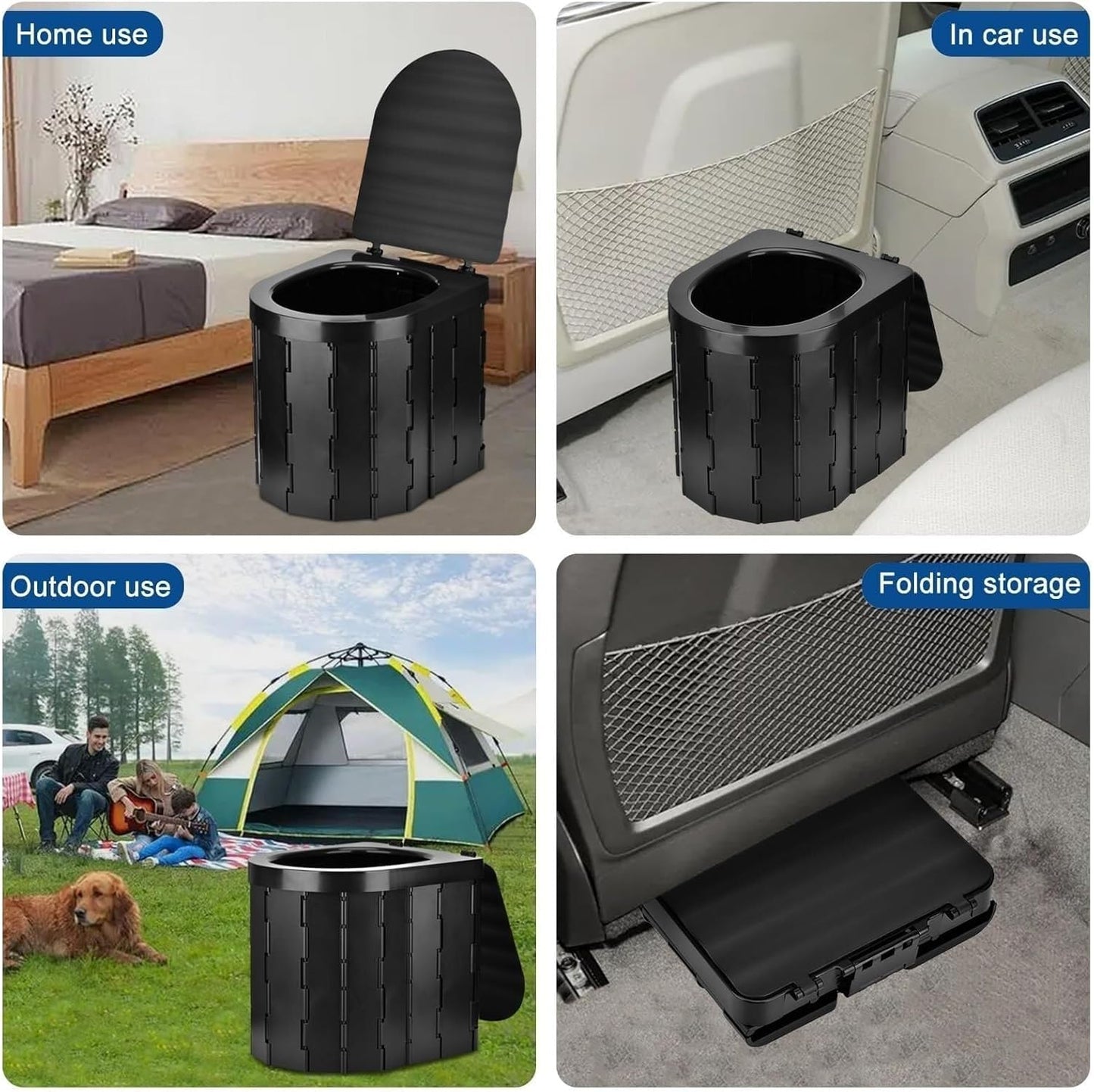 SKY-TOUCH Portable Camping Toilet, Foldable Travel Commode for Adults, Hiking, Road Trips, Beach, Emergency Use, Lightweight, Eco-Friendly
