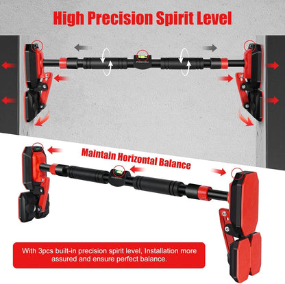 SKY-TOUCH Pull Up Bar for Doorway, Adjustable 70-96cm Chin Up Bar with Dual Support Design and Dual Bubble Levels, No Drill Installation Strength Training Bar for Home Gym Fitness Exercise