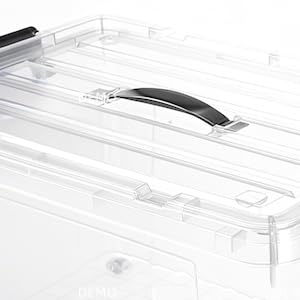 SKY-TOUCH 1 PCS Clear Plastic Storage Box with Lockable Lid & Wheels,Plastic Organizer Bin with Handles,for Storing Clothes, Toys, Tools