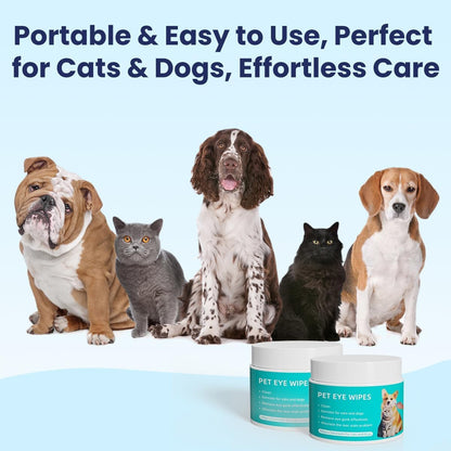 SKY-TOUCH Pet Eye Wipes,Pet Cleaning Wipes, soft and gentle, specially designed for cleaning pets' eyes. Sterile formula effectively removes eye dirt. Suitable for cats and dogs 100pcs