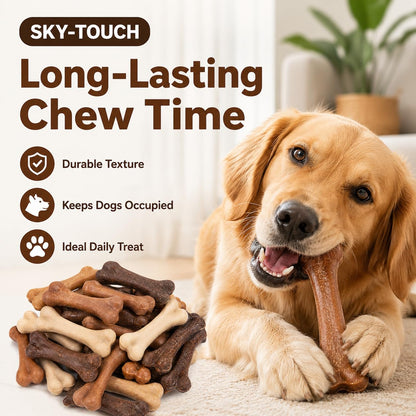 SKY-TOUCH Dog Treats, Bone Shape Dental Chews for Dogs, Long Lasting Chicken Flavor Chew Sticks, Durable Teeth Cleaning Snacks