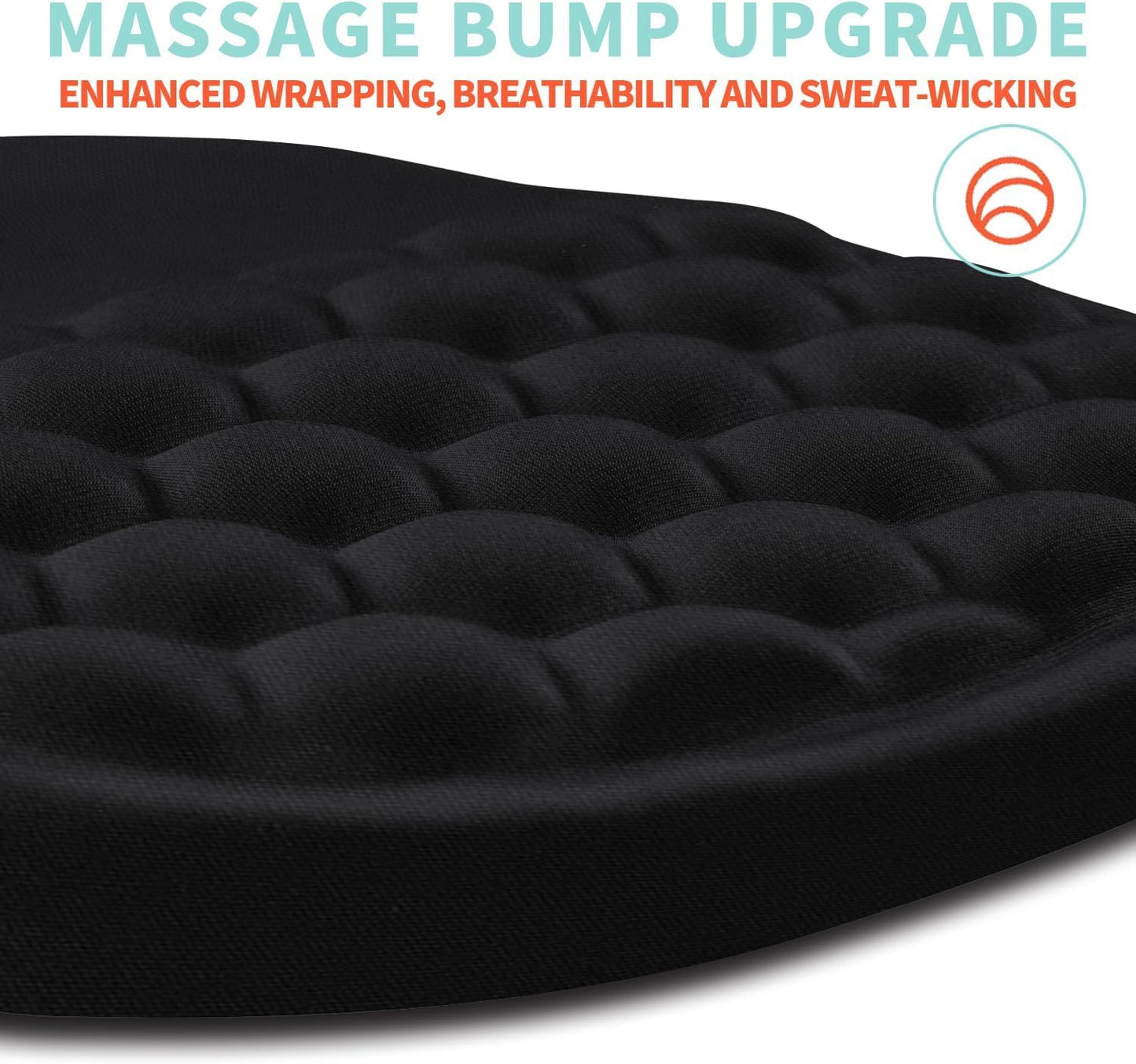 SKY-TOUCH Memory Foam Ergonomic Mouse Pad with Wrist Rest – Bump Massage Design, Non-Slip PU Base, Soft and Comfortable for Wrist Pain Relief, Durable, for Wireless Mouse & Desk (310x210x30mm, Black)