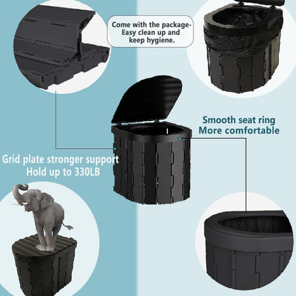 SKY-TOUCH Portable Camping Toilet, Foldable Travel Commode for Adults, Hiking, Road Trips, Beach, Emergency Use, Lightweight, Eco-Friendly