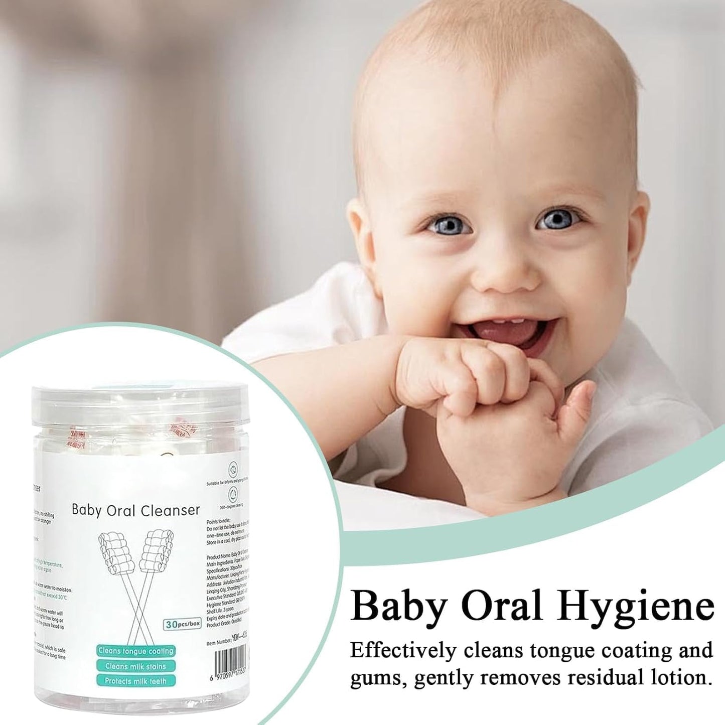 SKY-TOUCH 30PCS Baby Oral Cleaner, Newborn Tongue Cleaner, Soft Gauze Toothbrush, Suitable for Babies Aged 0-36 Months