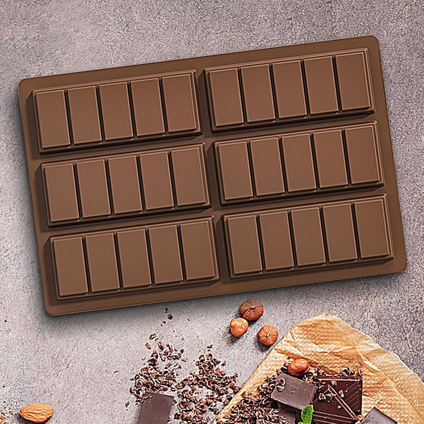 SKY-TOUCH 2 Packs Silicone Chocolate Molds, Food-Grade Rectangle Molds for Chocolate,Sweet, Wax Melts & More, BPA-Free, Heat & Freeze Safe