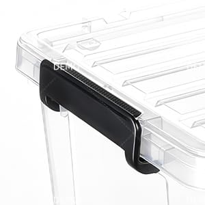SKY-TOUCH 1 PCS Clear Plastic Storage Box with Lockable Lid & Wheels,Plastic Organizer Bin with Handles,for Storing Clothes, Toys, Tools