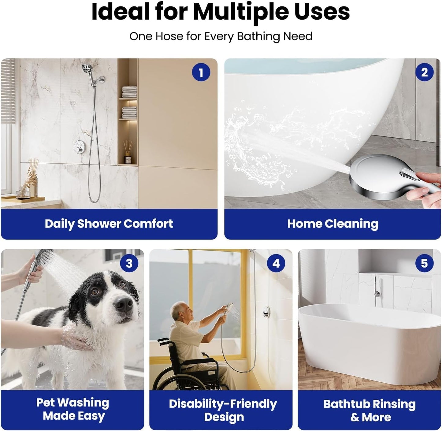 SKY-TOUCH 1.2M Stainless Steel Water Pipe, Durable Anti-Corrosion Flexible Hose with Copper Nut, Anti-Leakage and Pressure Resistant, Easy Installation