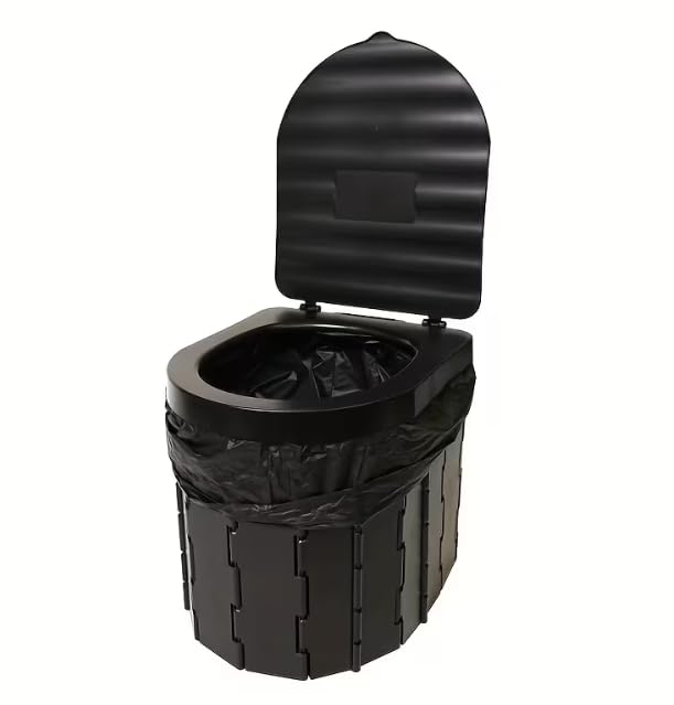 SKY-TOUCH Portable Camping Toilet, Foldable Travel Commode for Adults, Hiking, Road Trips, Beach, Emergency Use, Lightweight, Eco-Friendly