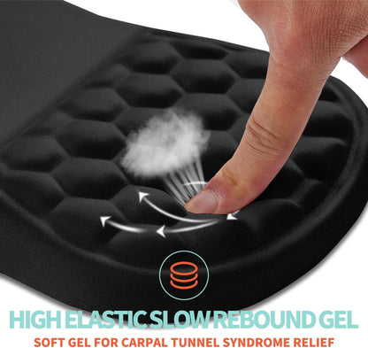 SKY-TOUCH Memory Foam Ergonomic Mouse Pad with Wrist Rest – Bump Massage Design, Non-Slip PU Base, Soft and Comfortable for Wrist Pain Relief, Durable, for Wireless Mouse & Desk (310x210x30mm, Black)