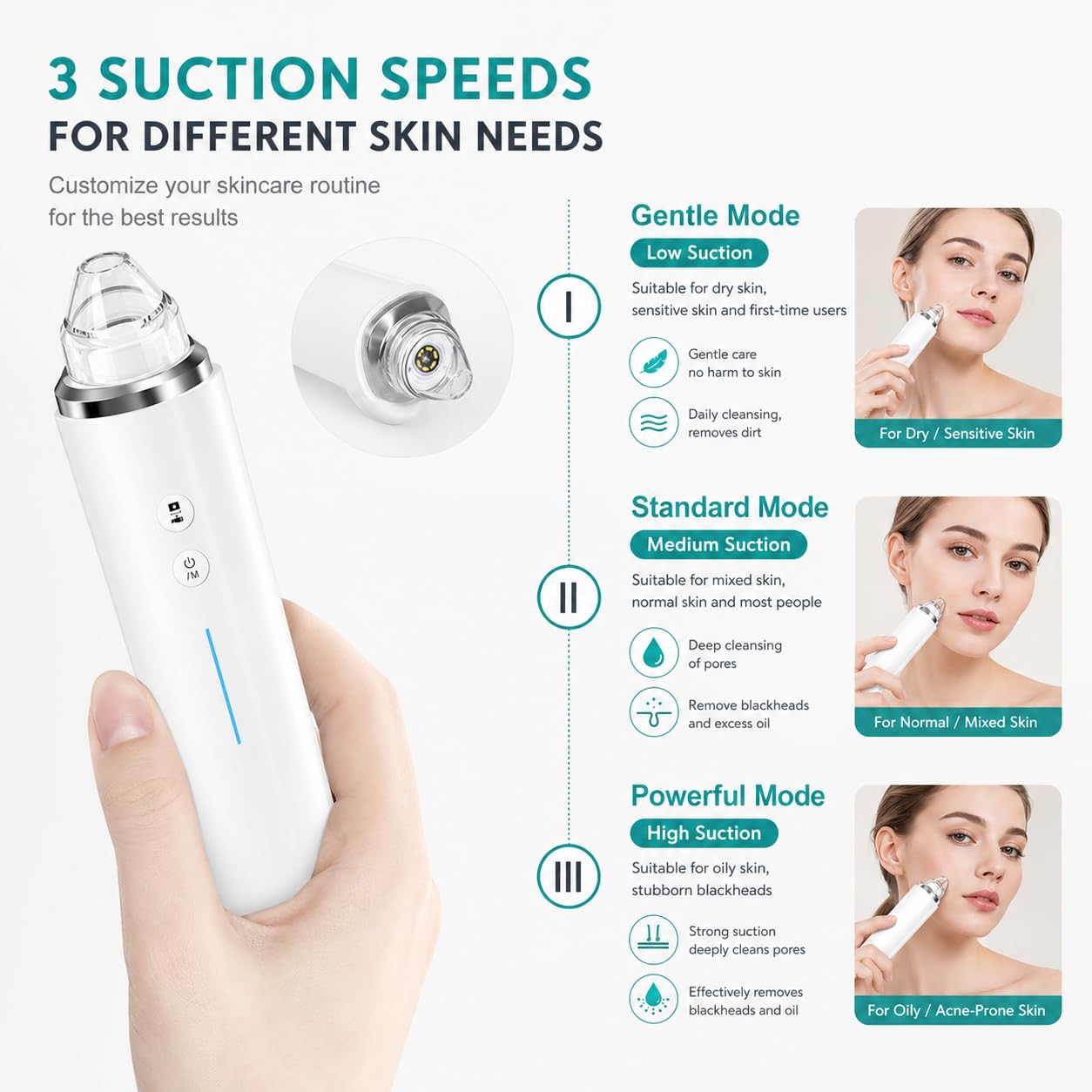 SKY-TOUCH Blackhead Remover Pore Vacuum with HD Camera, WiFi Visible Facial Pore Cleanser, Electric Blackhead Suction Tool with 6 Suction Heads & 3 Modes, USB Rechargeable