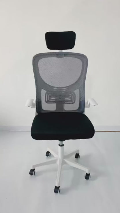 SKY-TOUCH Ergonomic Office Chair,Height adjustable Gaming Chair, Breathable Mesh Design High Back Desk Chair with Flexible Headrest, Swivel Padded Armrest, Lumbar Support, Tit, White