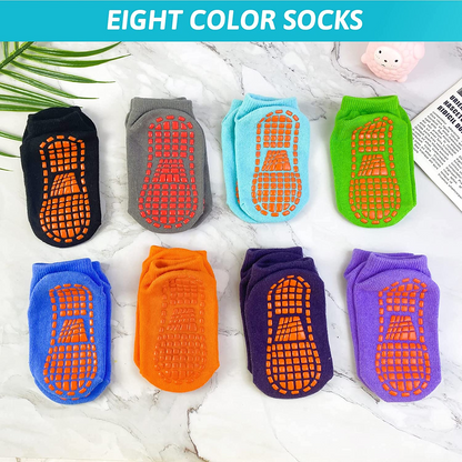 Sky-Touch Toddler Grips Ankle Socks, Non Slip Socks For Kids, Low Cut Anti-Skid Floor Socks For 1-3 Years Baby Boys And Girls, 8 Pairs, Multicolor