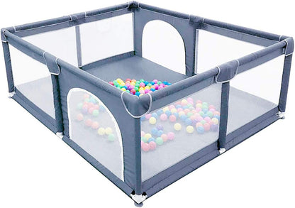 SKY-TOUCH Baby Playpen, Extra Large Playpen for Babies, Kids Safe Play Center for Babies with Breathable Mesh and Zipper Door，and Toddlers Gives Mommy a Break