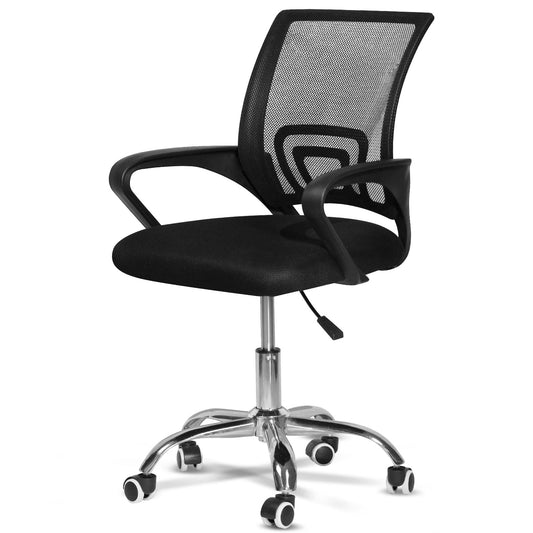 كرسي مكتب SKY-TOUCH، كرسي مكتب مريح وقابل للتعديل مع مسند ظهر لدعم أسفل الظهر باللون الأسود 