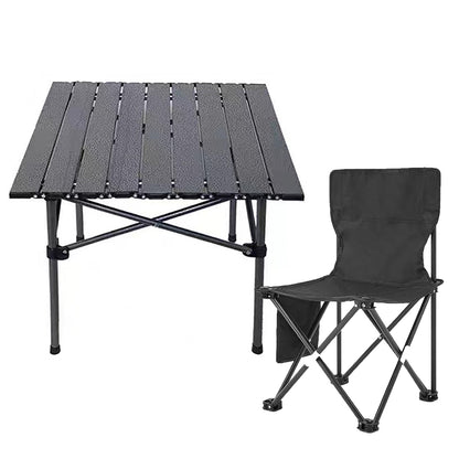 SKY-TOUCH Outdoor Camping Folding Table&Chair,Lightweight Folding Table and Chair Easy to Carry, Perfect for Outdoor, Picnic, Cooking, Beach, Hiking, Fishing