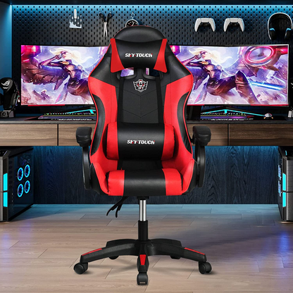 SKY-TOUCH Gaming Chair，Adjustable Computer Chair Pc Office Pu Leather High Back, Ergonomic design Lumbar Support,Comfortable Armrest Headrest