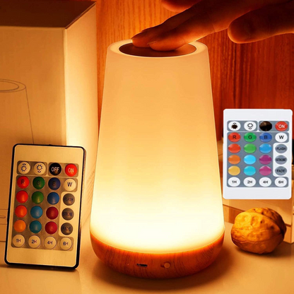 SKY-TOUCH LED Night Light, Bedroom Bedside Lamp Dimmable Color Night Lamp with Touch Control Adjustable Brightness Remote Control for Bedroom, Kid's Room and Living Room, USB rechargeable