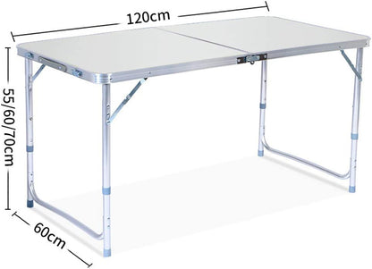 SKY-TOUCH Folding Trestle Outdoor Camping Table,Aluminum Alloy Outdoor Folding Picnic Table,Lightweight Trestle Outdoor Camping Table For BBQ Party, Folds in Half with Carry Handle,White(120×60×70cm)