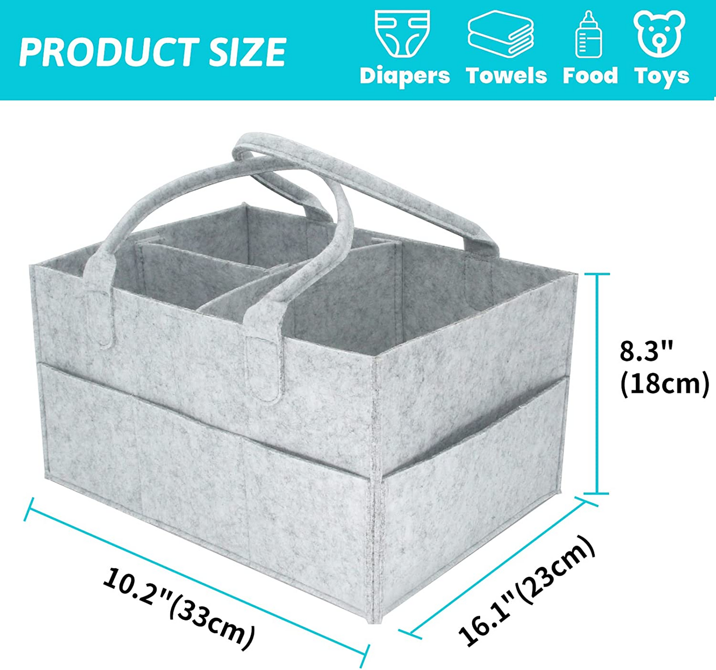 SKY-TOUCH Baby Diaper Caddy Organizer Tote Bag - Nursery Storage Bin for Changing Table | Portable Car Travel Organizer