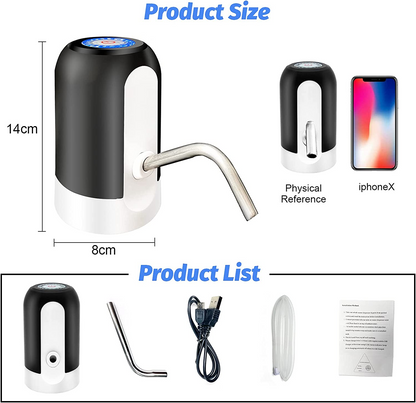 SKY-TOUCH Water Bottle Pump, USB Charging Portable Electric Water Pump for for for 2-5 Gallon Jugs USB Charging Portable Water Dispenser for Office, Home, Camping, Kitchen and etc