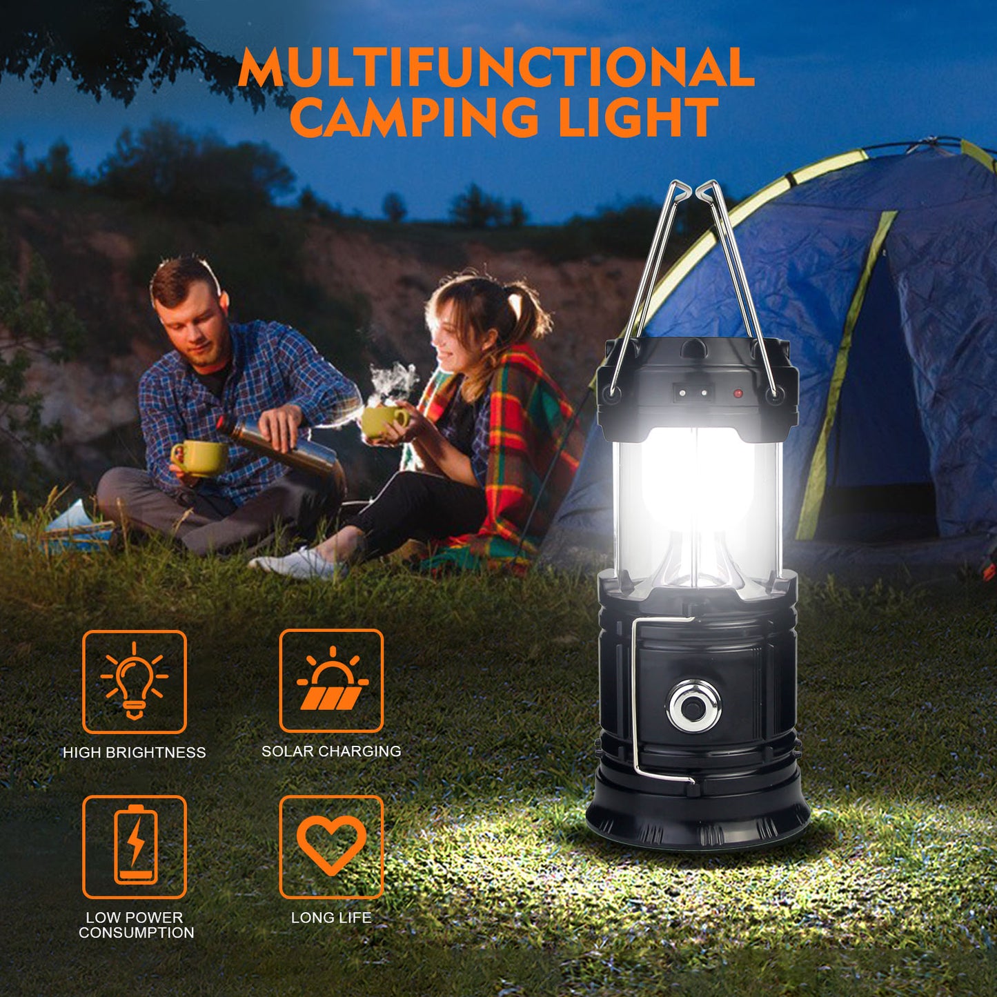 SKY-TOUCH 2 Pack Portable Led Camping Lantern Flashlights Survival Kit For Emergency, Hurricane, Outage