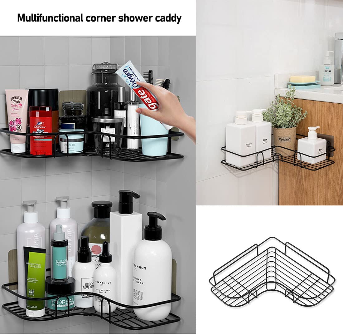 SKY-TOUCH 2PCS Corner Shower Shelves，Self Adhesive No Drilling Wall Mounted Shower Storage Shelf Organizer for your Bathroom, Kitchen and Toilet，Stainless Steel