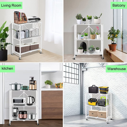 SKY-TOUCH Foldable Storage Shelves, Storage Racks Kitchen Cabinet, Shelf Storage Multipurpose Rack for Living Room Bedroom Kitchen Garage Easy Assembly