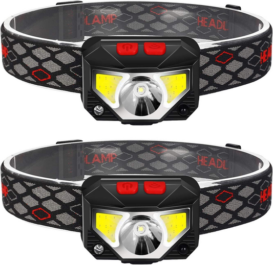 SKY-TOUCH 2-Pack Rechargeable Headlamp Flashlight, 800 Lumens Motion Sensor Head Lamp, Ipx4 Waterproof, Bright White Cree Led & Red Light, Perfect For Running, Camping, Hiking & More