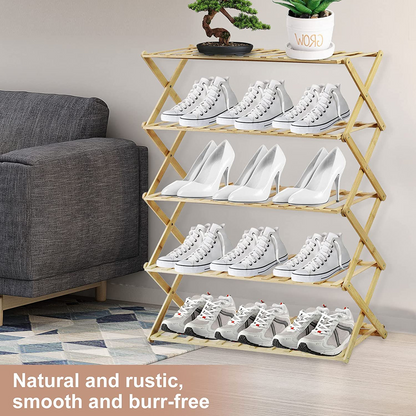 SKY-TOUCH Bamboo Shoe Rack Storage Home Folding Shoe Rack Affordable Shoe Rack Multi-Layer Storage Simple and Convenient (Size : 70cm)