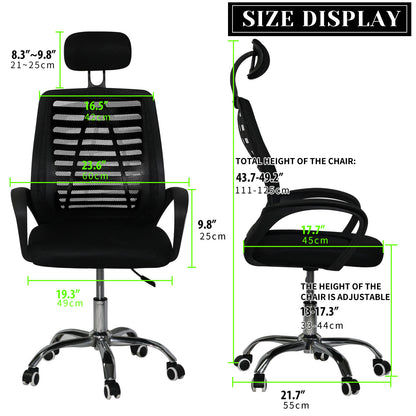 SKY-TOUCH Office Chair,Comfort Ergonomic Height Adjustable Desk Chair with Lumbar Support Backrest Black