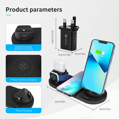 50pcs Wireless Charger Stand,6 in1 Multi-Function Wireless Chargering Station Dock