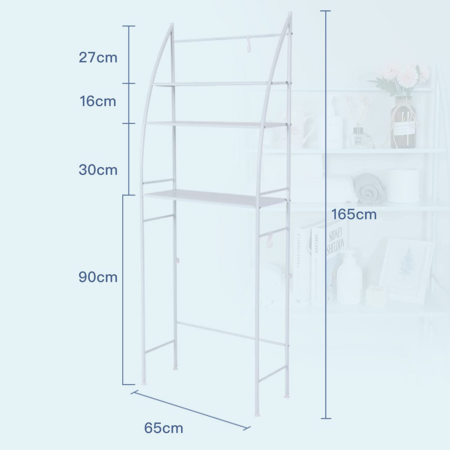 SKY-TOUCH Washing Machine Storage Shelf Rack 3 Tiers&Bathroom Storage Shelf 3 Tier, Toilet Storage Rack Bathroom Shelves Toilet Shelf Space Saving