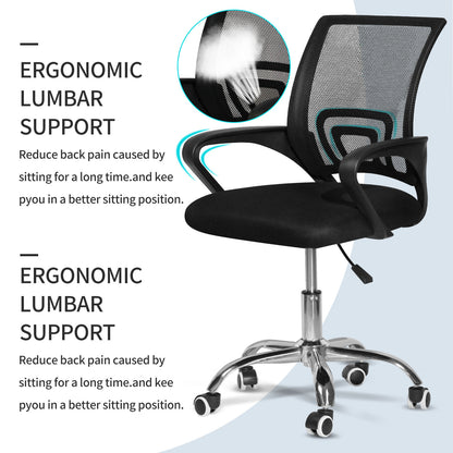SKY-TOUCH Office Chair,Comfort Ergonomic Height Adjustable Desk Chair with Lumbar Support Backrest Black