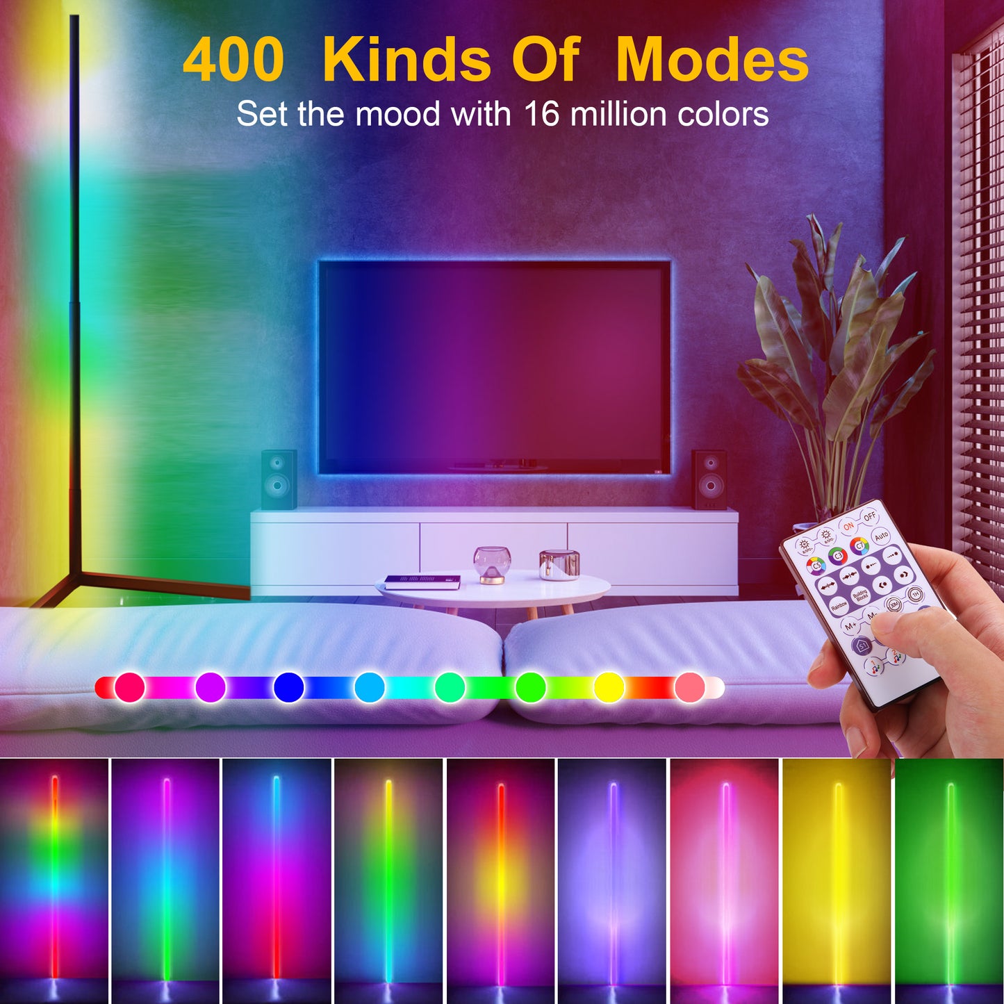 SKY-TOUCH LED Floor Lamp RGB Mood Ambient Background Light，Modern Smart LED Lamp With Music Sync Color Changing with APP Control, Dimmable LED Lamp for Gaming Bedroom Birthday Party Christmas Dec