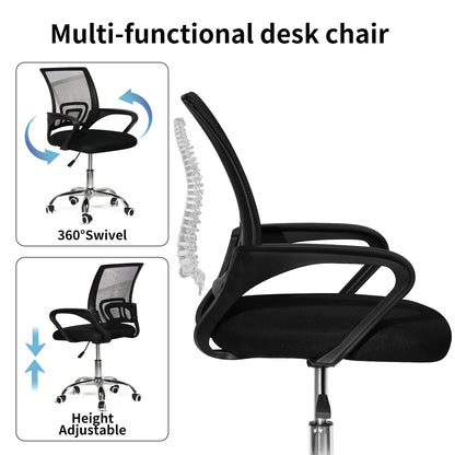 SKY-TOUCH Office Chair,Comfort Ergonomic Height Adjustable Desk Chair with Lumbar Support Backrest Black