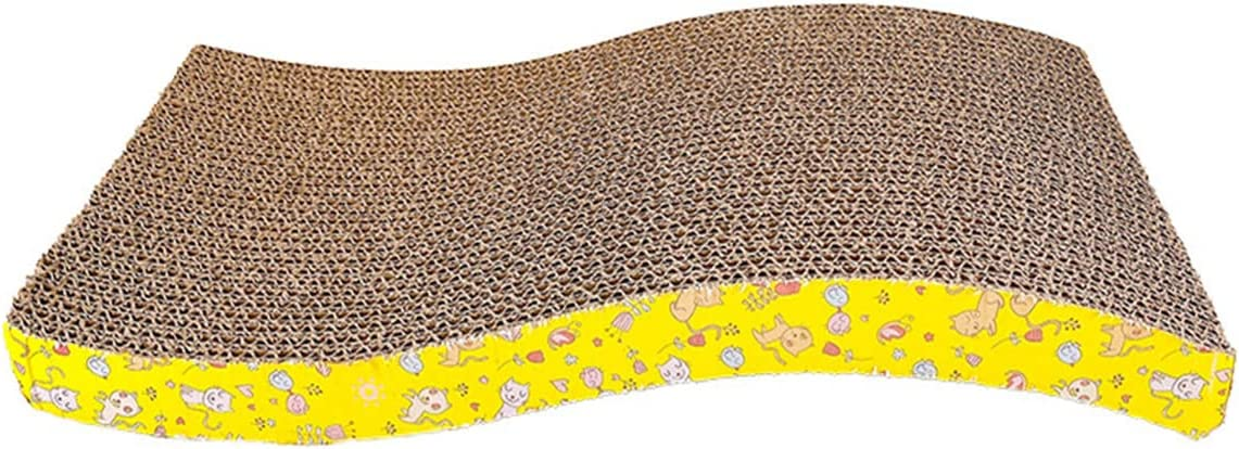 SKY-TOUCH Pet Cat Scratch Board Cardboard Cat Scratcher, Cat Scratching Pad Cat Grinding Claw Interactive Ball Scratch Toy Size 43 21.5 3cm, Yellow, 00061, Cat Scratchers