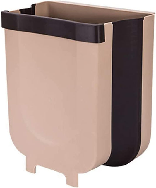100pcs Hanging Trash Bin Compact Collapsible Garbage Pail for Kitchen or Bathroom Drawers, Cupboards and Door - Brown