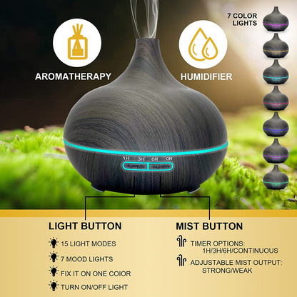 SKY-TOUCH Essential Oil Diffuser, 550ml Oil Diffuser with 4 Timer, Aromatherapy Diffuser with Auto Shut-off Function, Cool Mist Humidifier BPA-Free for Bedroom Home