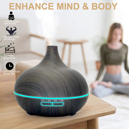 SKY-TOUCH Essential Oil Diffuser, 550ml Oil Diffuser with 4 Timer, Aromatherapy Diffuser with Auto Shut-off Function, Cool Mist Humidifier BPA-Free for Bedroom Home