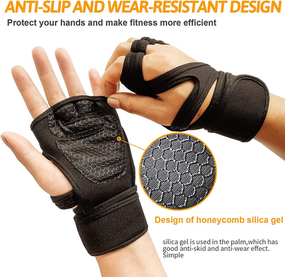 SKY-TOUCH Sports Cross Training Gloves, Fitness Gloves With Wrist Support, Gym Workout,Weightlifting & Fitness-Leather Padding, No Calluses-Suits Men & Women-Weight Lifting