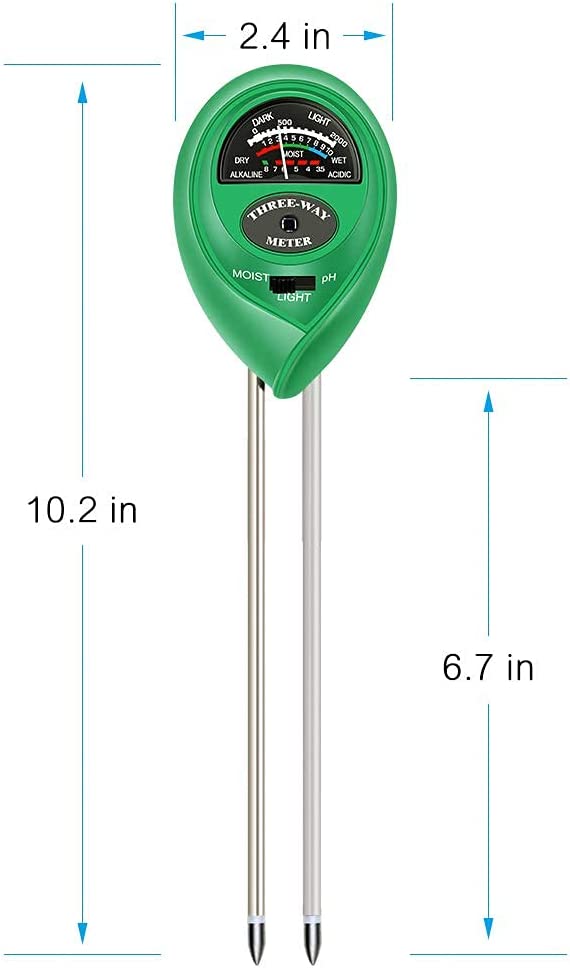 SKY-TOUCH Soil pH Meter 3 in 1 Soil Moisture/Light/pH Gardening Test Tool Test for Garden Farm Lawn Indoor and Outdoor (No Battery Needed)