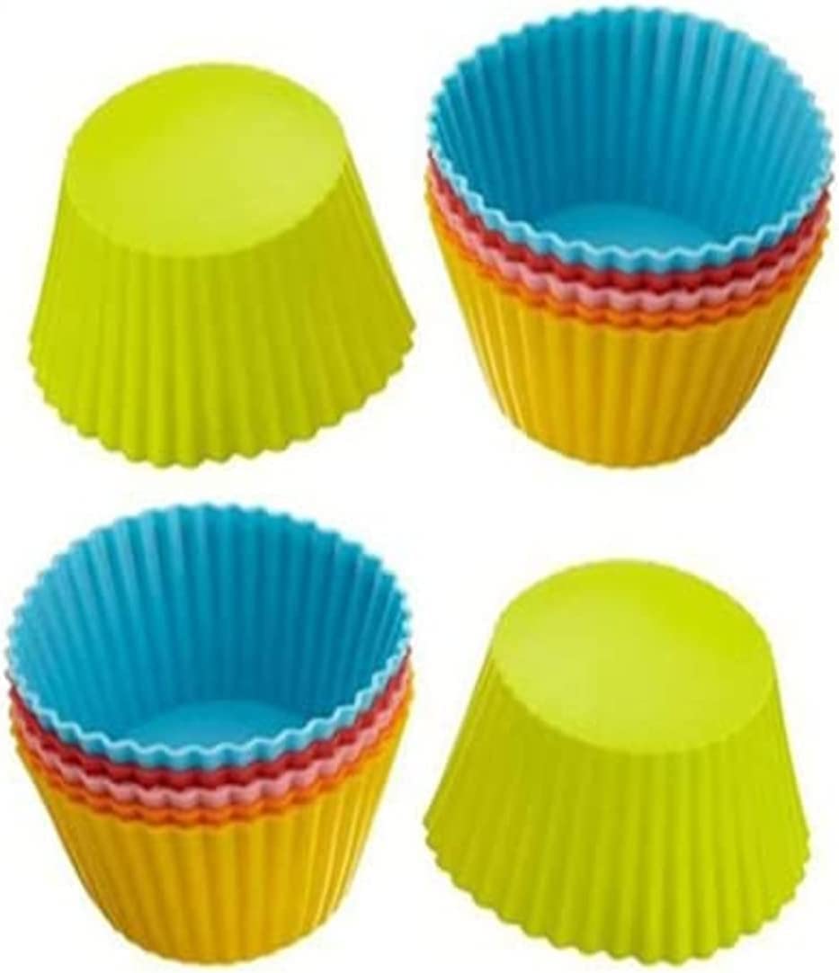 SKY-TOUCH Silicone Cupcake Liners 12Pcs, Baking Cups Non-Stick Cake Muffin Chocolate Cupcake Liner Baking Cup Mold, Multicolor