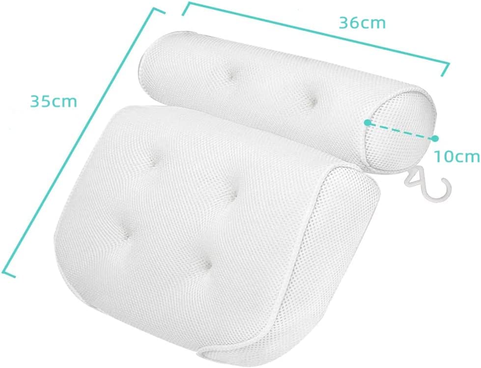 SKY-TOUCH Bath Pillow Bathtub Anti-Slip Headrest for Head, Neck and Shoulder Support, Bath Pillow Fits All Bathtub, Hot Tub and Home Spa