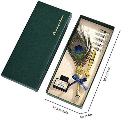 SKY-TOUCH Vintage Feather Quill Dip Pen Writing Ink Set Perfect for Signning Handwriting School Office Stationery Gift Excellent Wedding Souvenir