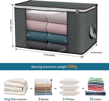 SKY-TOUCH 3 Pieces Large Capacity Sized Bags, Clothes Storage Bag Organizers, Foldable, Durable and Space Saver with See-Through Window and Carry Handles