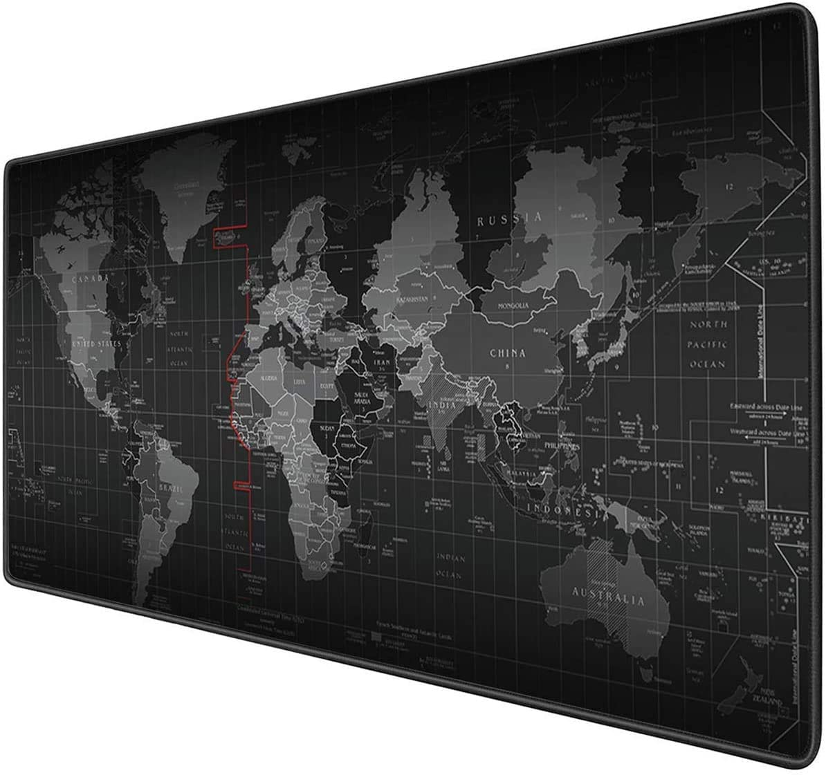 SKY-TOUCH Gaming Mouse Mat Large Anti-Skid Mouse Pad, World Map Mousepad Rubber Base and Stitched Edges for Gamers Office 35.4 x 15.7 x 0.12 Inches