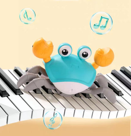 SKY-TOUCH Electric Runaway Crab，Crawling Crab Baby Toy with Music and LED Light Up，Toddler Interactive Learning Development Toy with Automatically Avoid Obstacles，For Babies, Toddlers and Kids