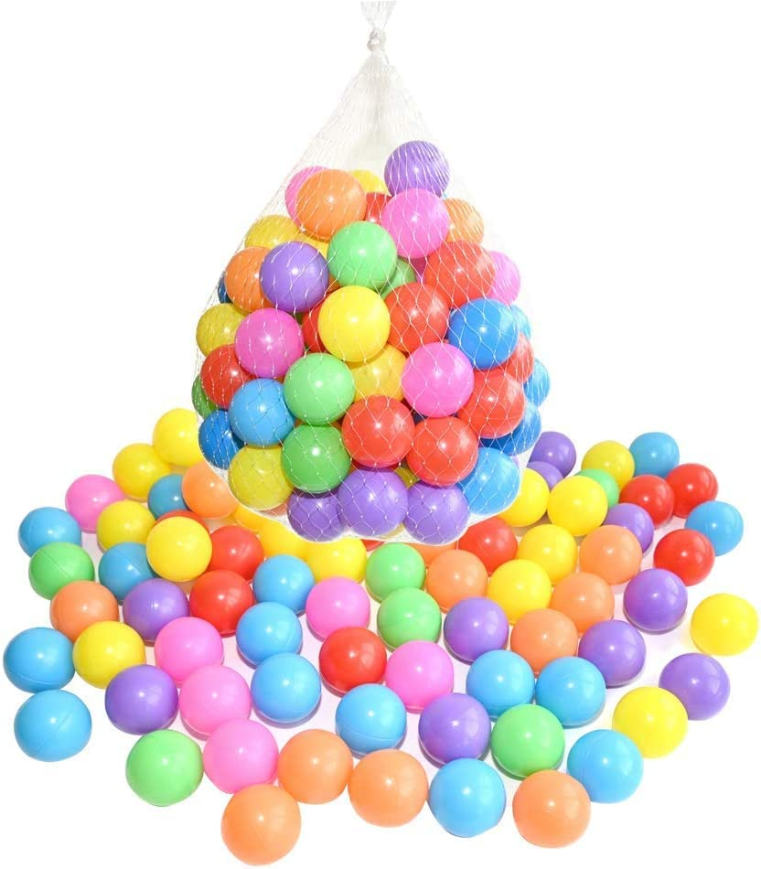 SKY-TOUCH 100 Pieces Each Pack of Soft and Colorful Plastic Ocean Balls, Ideal to fill Indoor and Outdoor Playpen, Ball Pits and Playhouse for Babies, Toddlers and Kids ( Item Diameter:5.5cm)